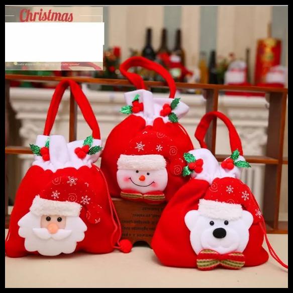 

TERMURAH TAS SERUT NATAL / GOODIE BAG GIFT CHRISTMAS MOTIF SANTA RUSA - 20X23