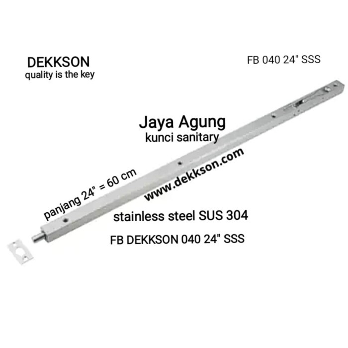 Flush Dekson Fb 040 24"Inch 60Cm Grendel Tanam Slot Pintu Kayu