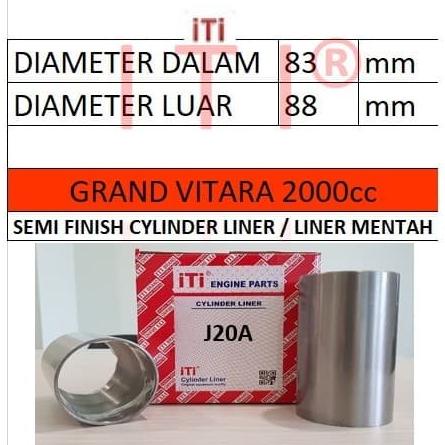 Cylinder Liner (Boring) Suzuki Grand Vitara 2000Cc (J20A)