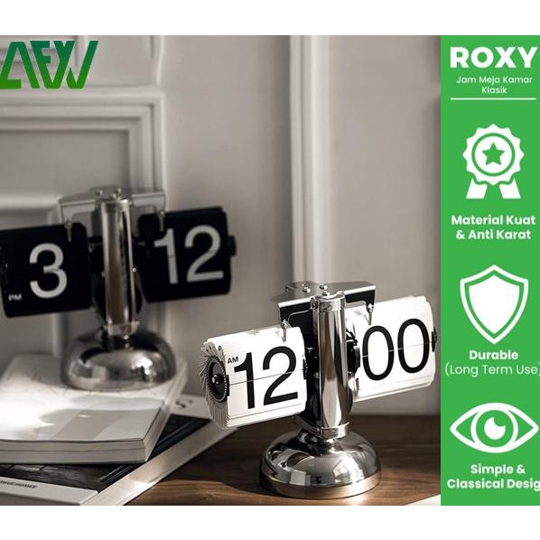 Baru ROXY Vintage Retro Table Flip Clock Desk Jam Meja Klasik Kamar