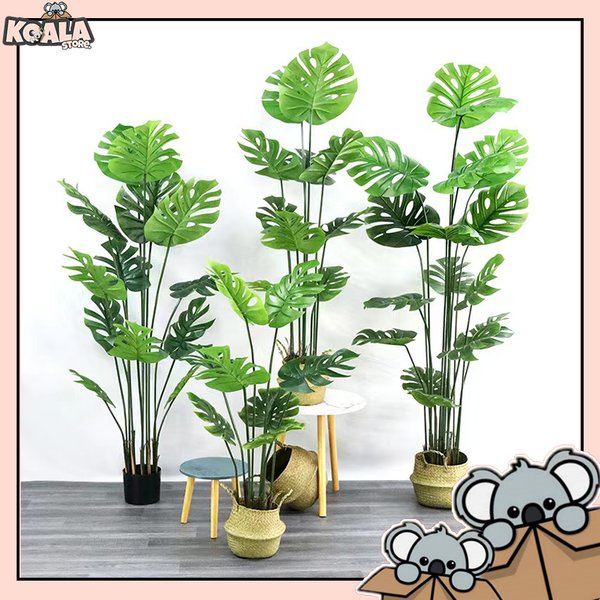 Koala Store PBP127 Tanaman Hias Palsu Pot Bunga Plastik Pohon Besar Daun Teratai Dekorasi Rumah