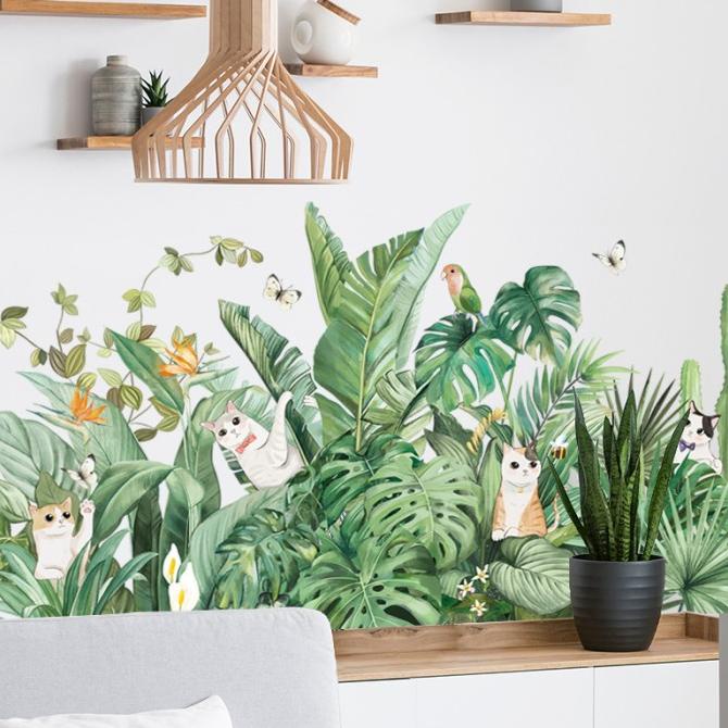 Wall Stiker Dinding Ruang Tamu Motif Kucing Di Rumput Wall Sticker