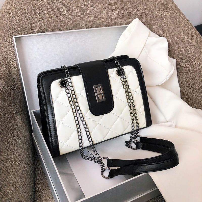 Tas Selempang Berlian Gaya Channel, Tas Kurir Bahu Rantai Berlian