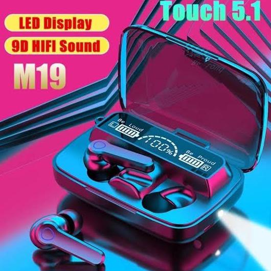 Kekinian M19  Headset Bluetooth 5.1 Earbud TWS Nirkabel LED Digital Power Display Stereo ..