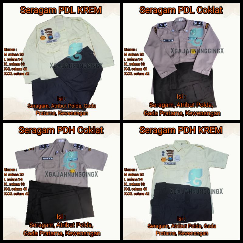 Seragam Setelan Security PDH Baju PDL Satpam Terbaru Krem 2023 Model Satpam 2022 Baju Satpam Kaos Se