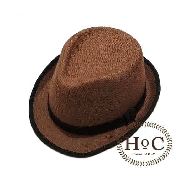 HOUSEOFCUFF TOPI FEDORA HAT BROWN NET FEDORA HAT