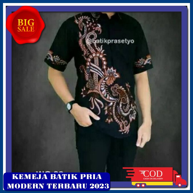 Kemeja Batik Cowok Lengan Pendek Pkaian Resmi Pia Dwasa Baju Batik Pria Modern Kantor Elegan Bsju Ba