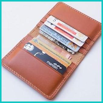 

dompet kartu kulit asli model lipat 8 slot kartu - card wallet tan 20