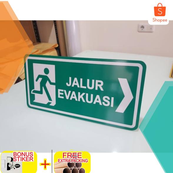 

Special - Plang Papan Rambu Jalur Evakuasi Plat Aluminium 40x20cm Elegan !!