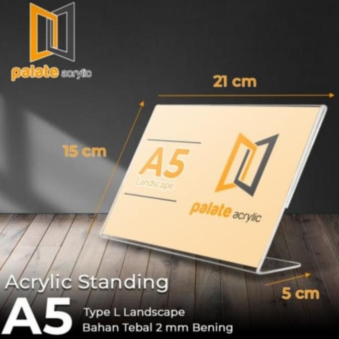 

din Akrilik Tent Holder / Acrylic Tempat Brosur A5 L Landscape Premium 2mm