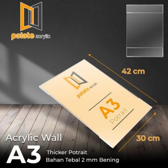 

din Akrilik wall A3 / acrylic/ thicker / akrilik dinding brosur A3