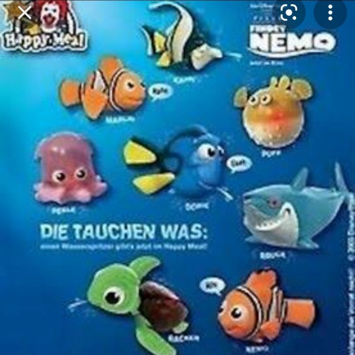 finding nemo disney pixar - set 7 segel 1 bib - happy meal mc donalds rerekeke85
