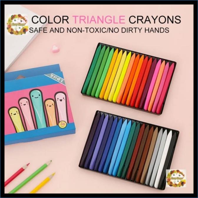 

Ready oke] HT - TRIANGULAR CRAYON NON TOXIC ISI 24PCS - CRAYON WATERPROOF