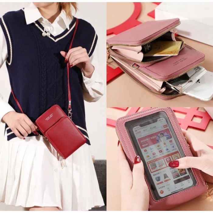 Tas Selempang Wanita Kulit Tas HP Cewek Dompet Touch Screen FL001 ORIGINAL 100%