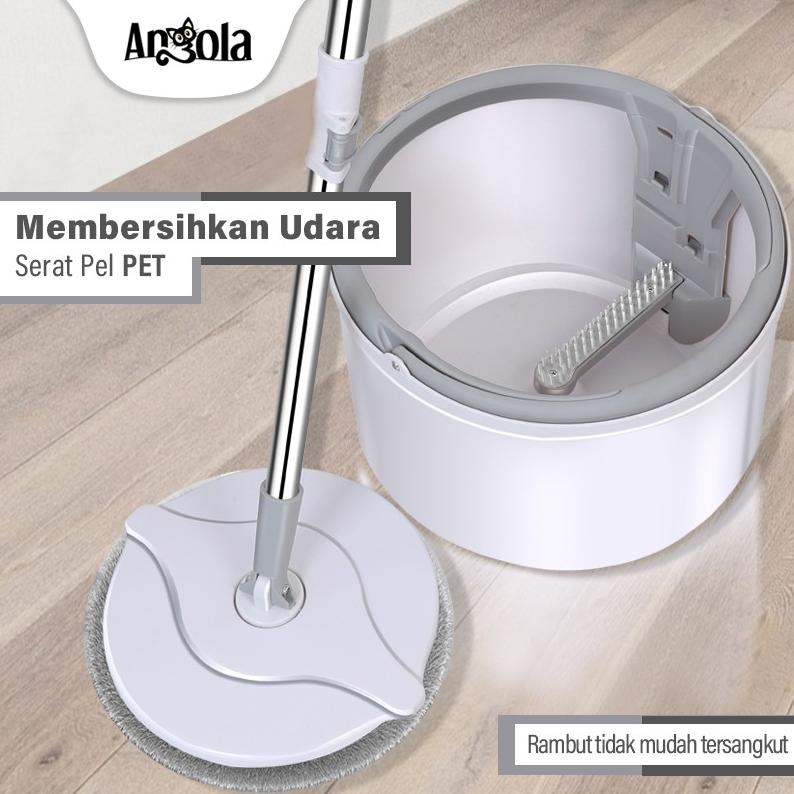 Qquz*143 Angola Spin Mop D31 Alat Pel Lantai Kain Pel Alat Pembersih Praktis Pel-Pelan Otomatis