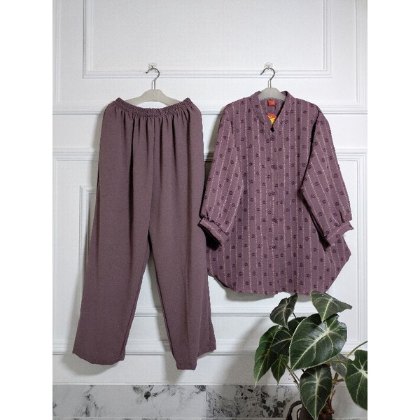 Setcel Lizam motif Dobbi Kotak Bahan Crinkle