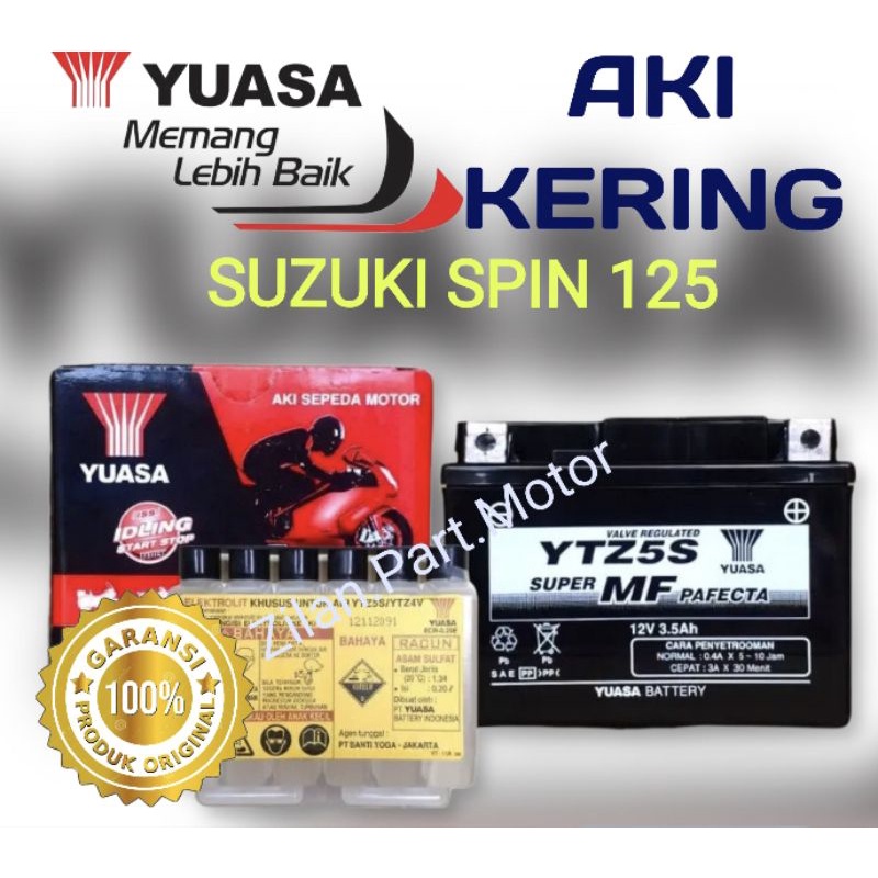 Aki kering yuasa for suzuki SPIN 125. 100% original type ytz5s