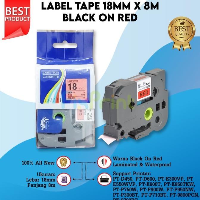 

Compatible Label Tape Laminated Tze-441 18Mm X 8M Black On Red Star