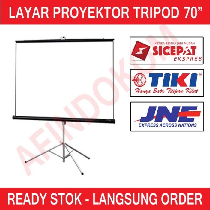 TRIPOD SCREEN PROJECTOR / LAYAR PROYEKTOR 70 INCH