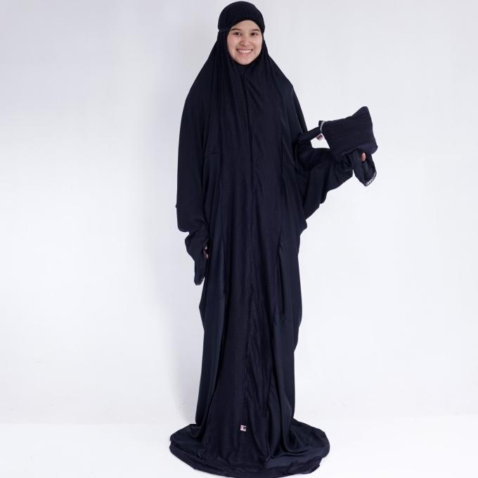 Mukena Zara Silk Terusan Alfauzi Hitam / Mukena Dewasa / Mukena Jumbo