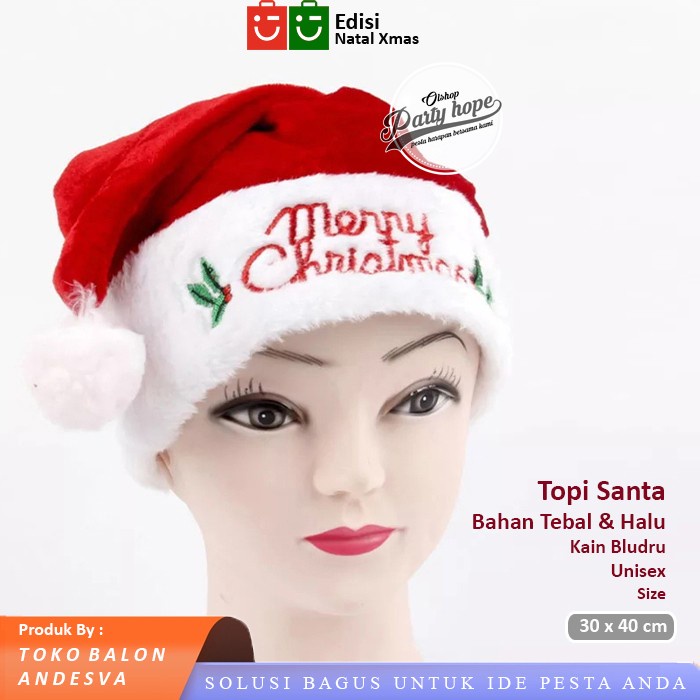 

topi natal santa bludru xmas/ aksesoris natal santa / topi santa murah - Bludru-Daun Limited Stock