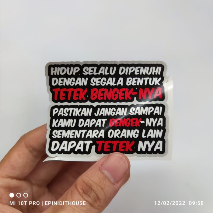 

Terlaris - Stiker Hidup Bengek Kata Humor Lucu Viral Nyleneh Meme Motor Helm FYP