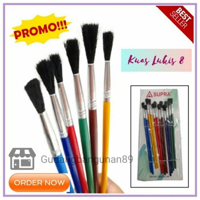 

Kuas Lukis Cat Air Akrilik Acrylic 6 8 10 In/Kuas Gambar Warna Warni