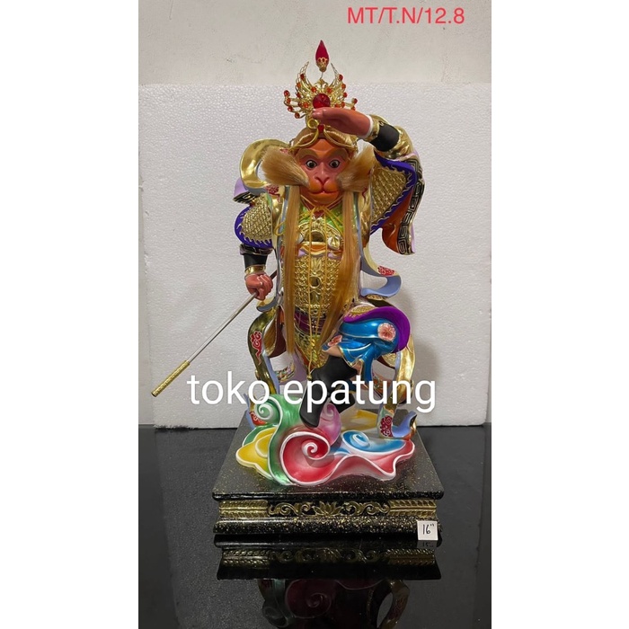 patung dewa Kera sakti / Sun Go Kong - kayu taiwan - 16 inch - l