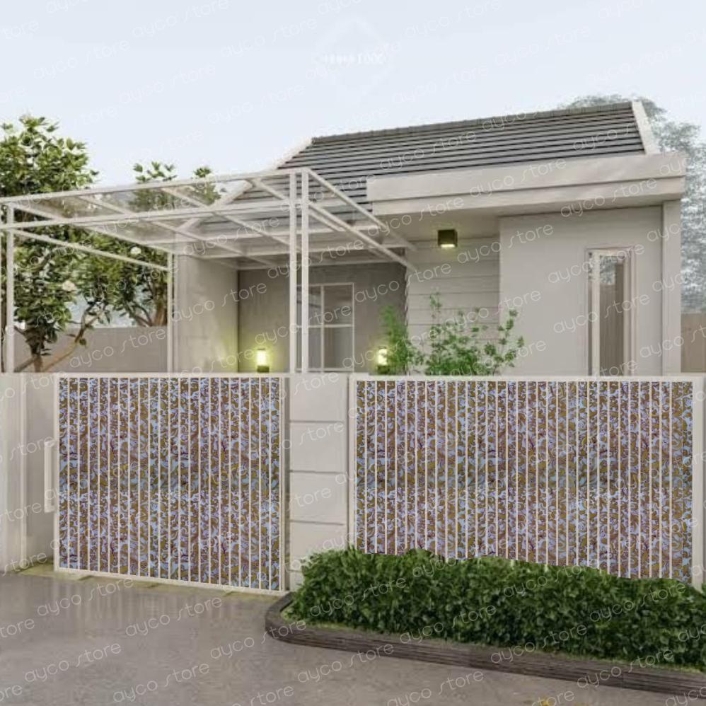 Berkualitas Fiber Pagar Pelapis Penutup Rumah Motif - Batik Neo Gold .,