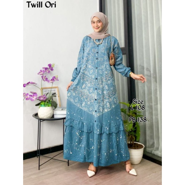 GAMIS CAP MALAMAN BAHAN TWILL ORI BATIK CAP ASLI PEKALONGAN