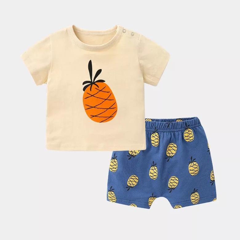COD Baju kaos setelan anak laki laki perempuan motif NANAS.