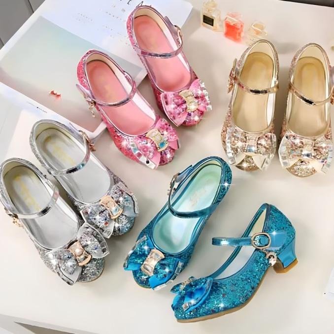 Sepatu Pesta Anak Perempuan Frozen Hak Heels Pendek Princess Cantik