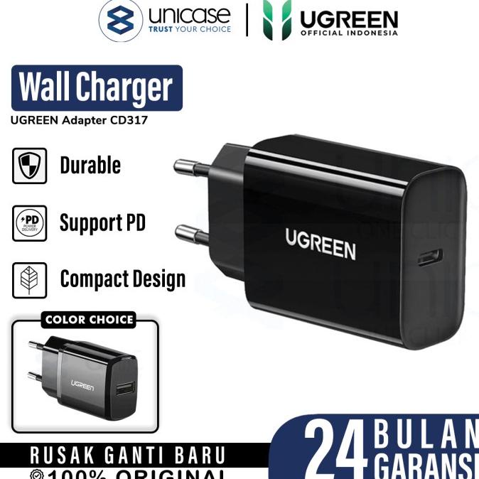 Wall Kepala Adaptor Charger iPhone 20W / 10W UGREEN USB / Type C Fast