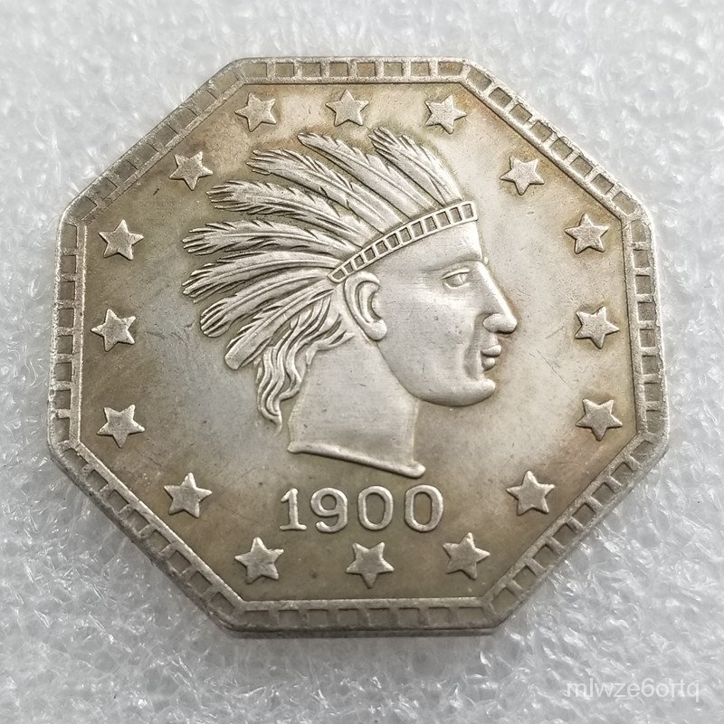 Kerajinan Kuno Medali Koin Berbentuk Segi Delapan Prancis Medali Peringatan Kuningan Berlapis PerakH