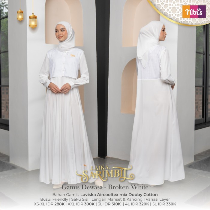 Gamis Nibras Laika Warna Putih Tulang Broken White Umroh Haji Branded