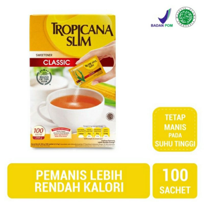 

Gula Slim Sweetener Classic 100 Sachet Gula Rendah Kal