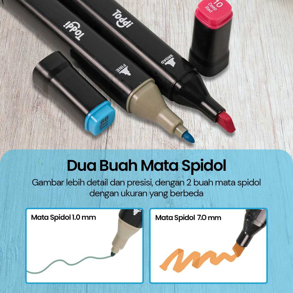 

Toddi Spidol Dual Side Fine Art Brush Pen Art Marker Set 80 Color - Hl270 Original Terbaru