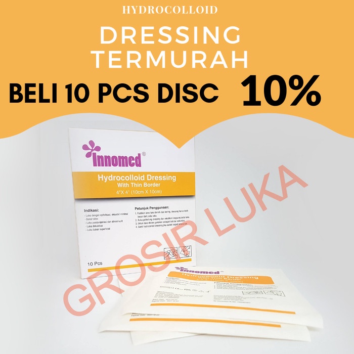 Innomed Hydrocolloid Dressing with Thin Border (10 cm x 10 cm)