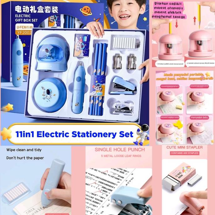 

Stationery set alat tulis elektrik / Serutan otomatis dan alat vakum bagas