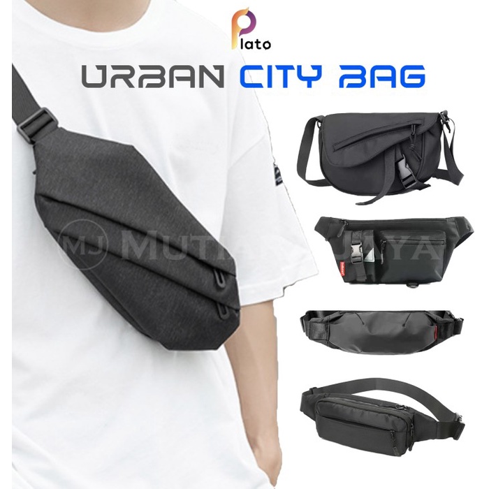 tas selempang pria PLATO Tas Selempang Pria Waterproof Waistbag Anti Air Tas Pinggang - Type D(P3W0)