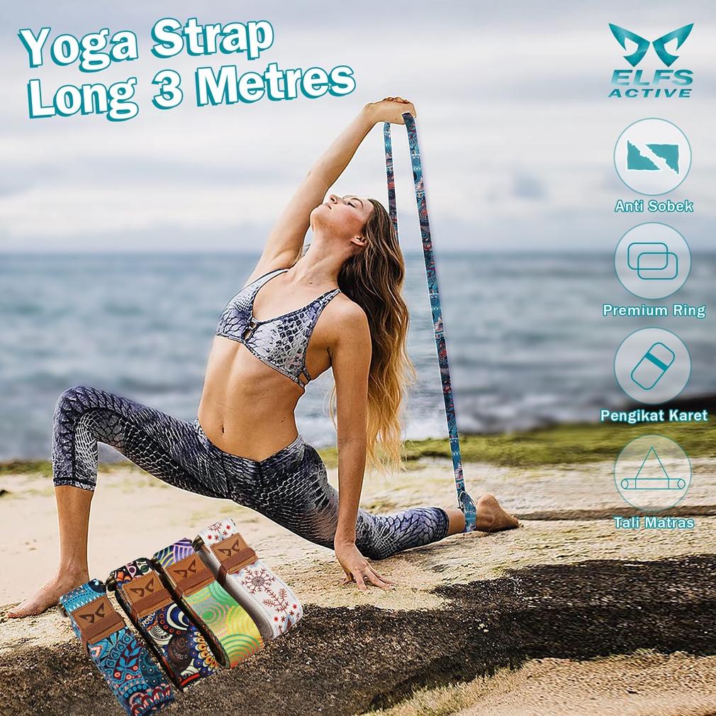 Elfs Active 2in1 Premium Yoga Strap 3m Anti Slip Pilates Yoga Belt Tali Matras