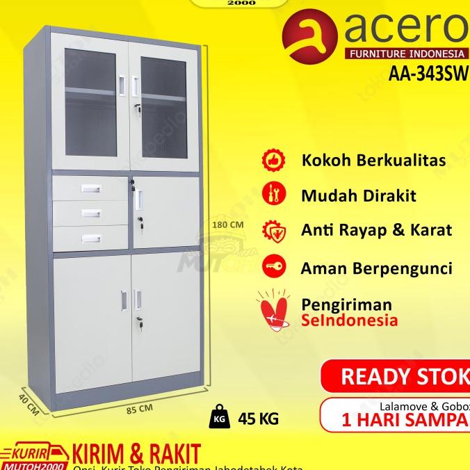 

Acero Aa-343Sw Lemari Arsip Besi Full Plat - Kombinasi 3 Laci 1 Box Original