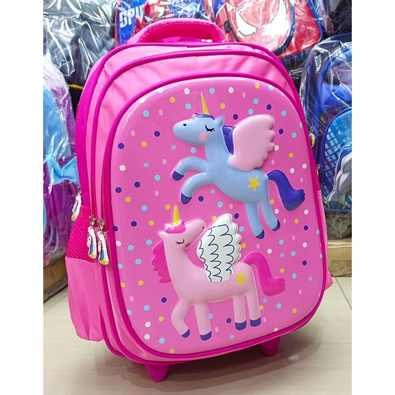 Tas Sd Trolley Anak Perempuan Unicorn Kuda Pony Pirang Embos Ungu