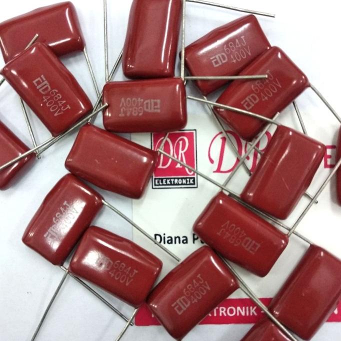 (30 pcs) GROSIR Milar Kapasitor Capasitor 684j 684 680nF 684k 680 400 volt 400v dre3 Berkualitas