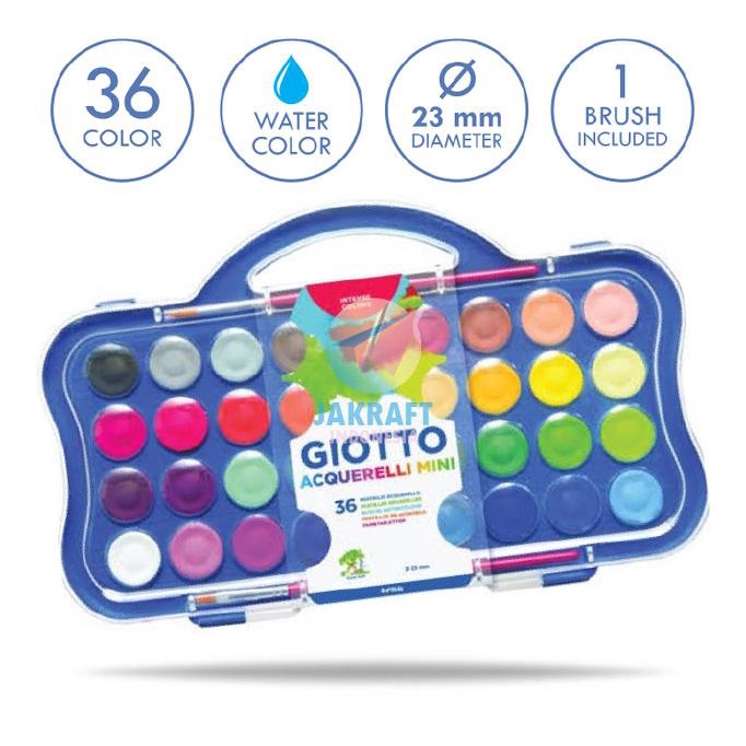 

Cat Air Giotto 36 Warna Watercolor Mini Acquerelli +Bonus Kuas Lukis Kode 1273