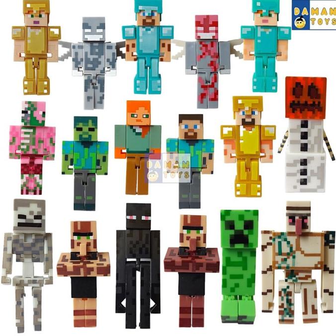 Pajangan Figure Minecraft.Enderman Zombie Alex Steve Miniatur