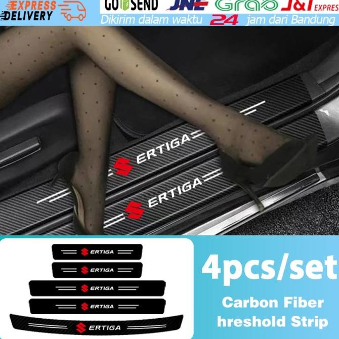 TERLARIS SUZUKI ERTIGA Carbon 3D Door Sill Plate Guard Pelindung Pijakan Injaka