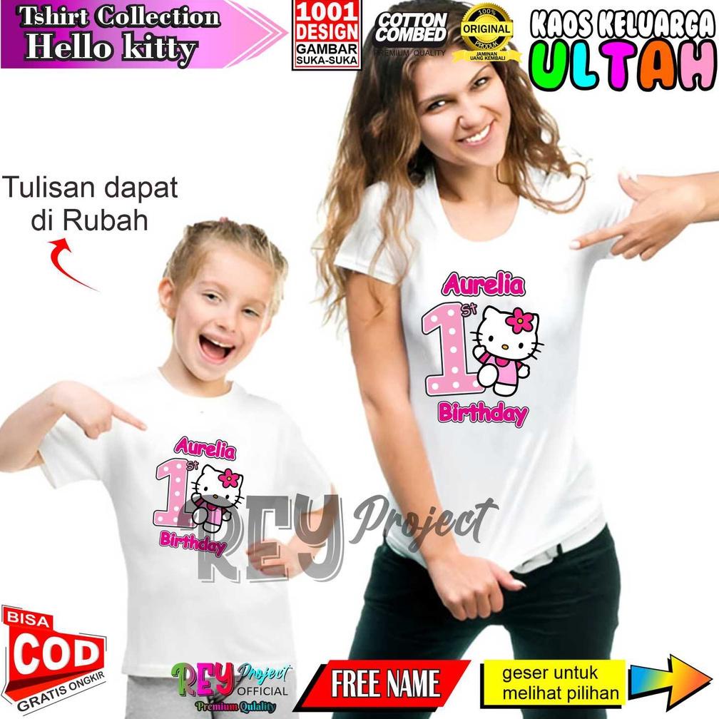 Terbaik Kaos Thema HELLO KITTY Ulang Tahun Keluarga Anak Pacar Custom Baju kaos Ultah kostum helo ki