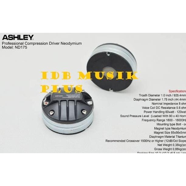 Driver Tweeter Neodymium Ashley Nd175 Nd 175 Original Ashley