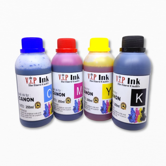 

Promo Paket Tinta Canon Isi Ulang 250Ml 4 Warna Vip Ink Hemat